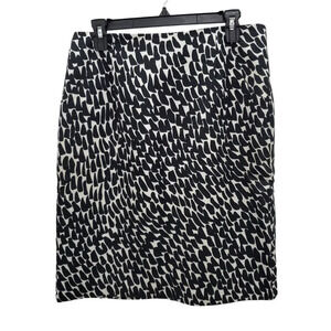 Ann Taylor Women's Black White Abstract Print Silk Blend A-line Skirt‎ Size 6